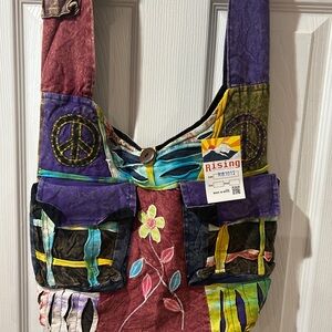 Rising International Multicolor Patchwork Women's Shoulder Bag Peace Sign